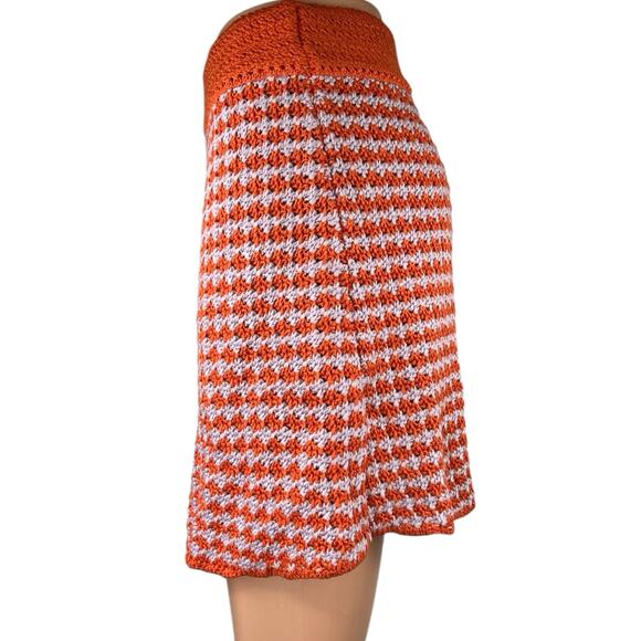 Zara Women's Orange Crochet Knitted Pattern Mini Straight Pencil Skirt Size M - Picture 2 of 5